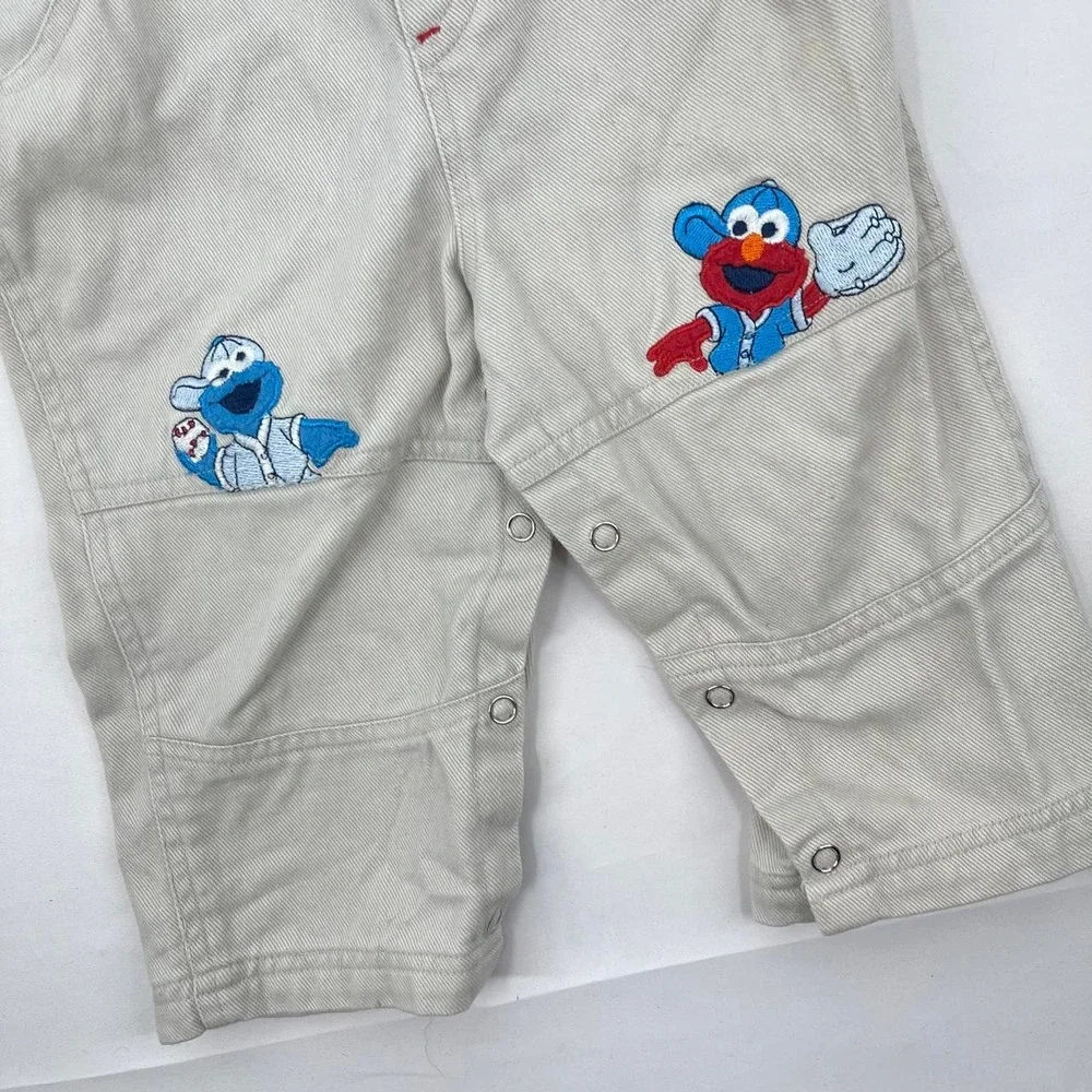 Vintage Y2K Sesame Street Elmo Kid's Character Overalls Rare Cookie Monster 18 M